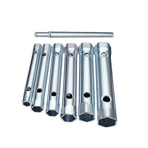 Cikuso 6Pc 8-19Mm Caja Tubular Metrica Juego De Llaves De Tubo Tubo Bujia Llave Inglesa De Acero De Doble Terminacion Para Reparacion De Plomada Automotriz