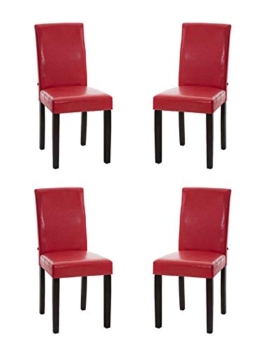 CLP Set De 4 Sillas De Comedor Ina En Simil Cuero I Pack De 4 Sillas De Cocina con Base De Madera En Marrón I 4 Sillas Acolchadas I Color:, Color:Rojo