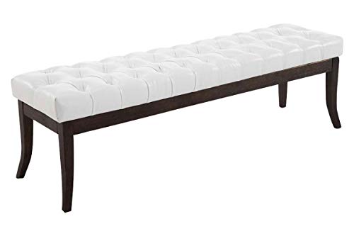 CLP Taburete Pie De Cama Ramses En Simil Cuero | Banqueta Altura De Asiento: 46 cm | Banco De Entrada con Base En Madera Oscura Antigua I Color: Blanco, 150 x 40 x 45 cm