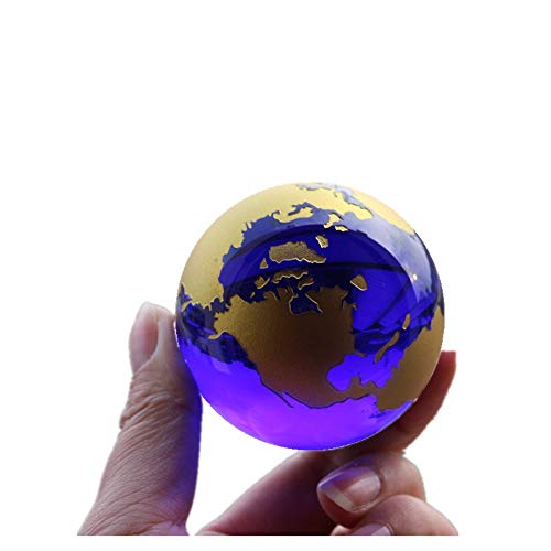 Crystal Glass Mármoles tierra globo mapa del mundo Feng shui Cuarzo Cristales Esfera (Oro)