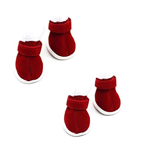 Cvthfyk Zapatos cálidos navideños Antideslizantes for Mascotas, Botas for Perros, Zapatos de Cachorro for Perros pequeños, Regalo de año for Mascotas, 4 Piezas/Lote for Cachorros