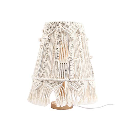 dangyin Lámpara De Mesa Tejida A Mano, Lámpara De Mesa Boho Macrame, Lámpara De Noche Tejida Boho, Decoración De Lámpara De Noche De Estilo Nórdico, Decoración De Lámpara De Tapiz Tejido