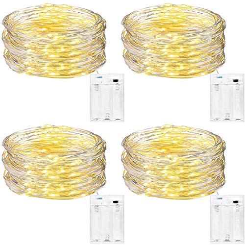 DazSpirit Guirnalda Luces Pilas, [4 Pack ] Guirnalda Luces Navidad, 5M 50LEDs Luces de Cadena Micro Arbol de Navidad Interior Luces Decorativas Habitacion Bodas Fiesta de Navidad