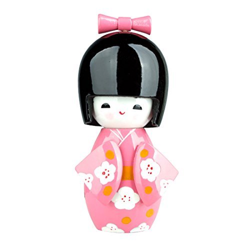 DealMux Kokeshi japonés de Madera Muñeca del Ornamento Kimono Rosado