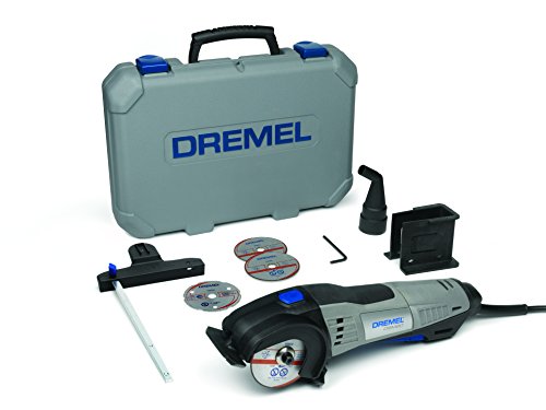 Dremel DSM20 3/4 Sierra Circular de Mano (710 W) - Mini Sierra Circular, Incluye 3 Complementos y 4 Discos de Corte Multiusos. Profundidad de Corte 21,5mm