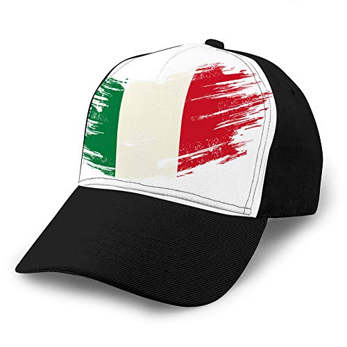 dsgdfhfgjghcdvdf Sombrero de Vaquero de papá Vintage para Hombre Gorra de béisbol Ajustable Bandera Italiana Fondo de Pincel Grunge Sombrero de Vaquero