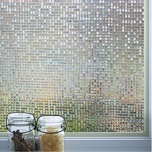 DUOFIRE Vinilo para Ventana de Privacidad Vinilo de Ventana Mosaico 3D Decorativa del Película de Ventana Autoadhesiva Sin Pegamento Película para Vidrio Anti-UV (60cm X 200cm, DL004)