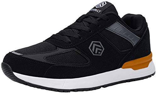 DYKHMILY Impermeable Zapatillas de Seguridad Hombre S3 SRC Antideslizante Zapatillas de Trabajo con Punta de Acero Transpirable Botas de Seguridad (Suede/Negro,42 EU)