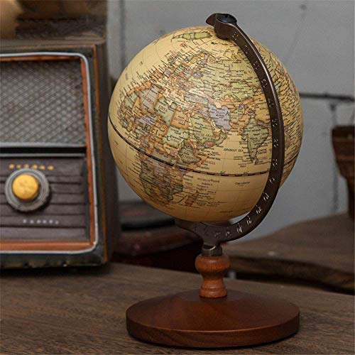 DZX Globo terráqueo Retro Globo terráqueo Decorativo Retro Globo terráqueo Giratorio Geografía Globo Base de Madera Globo Educativo Navidad Año Nuevo Regalo Globo terráqueo