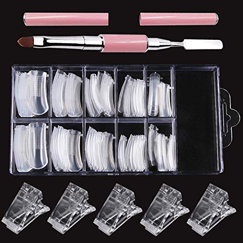 Ebanku Uñas Postizas de Acrílico Clear, Alargador de uñas de gel Kit de Gel de Extensión de Uñas con pincel de polietileno de doble punta y selector de pinzas para uñas de 5 piezas