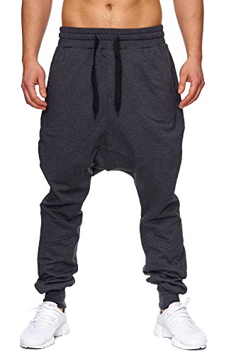 Elara Pantalones de Chándal Hombre Cómodo Relajado Harem Chunkyrayan Antracita P-501 Anthrazit-XXL