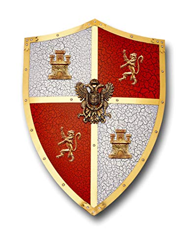 Escudo El CID craquelado. Réplica en Metal del Escudo Que usaba El CID, con el Escudo de Castilla y León.