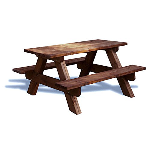 ESTRUCMADER - Mesa Picnic de Madera para jardín 130cm, para 4 pers. Color Cerezo