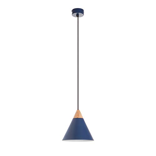 EXO Lighting - Lámpara de techo cónica ODA azul. Colgante ODA estilo moderno escandinavo E27 (Ø20) interior IP20 para sala comedor.