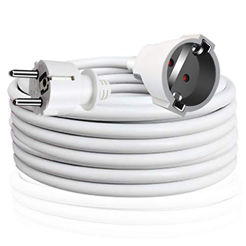 EXTRASTAR Cable Extensible con PROTECCIÓN, Cable Extensible electrico 5 Metros 230V / 16A / máx. 3680W Blanco