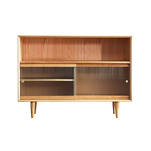 Fanuosuwr Aparador Multifuncional Oak Solid Wood Decoración Cocina Buffet Entrada Bar Gabinete Mesa de Almacenamiento Restaurante Regalos para el Hogar (Color : Wood, Size : 120x40x88cm)