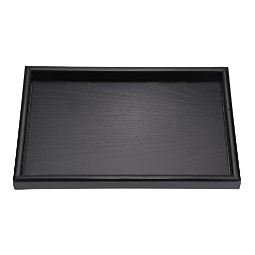 Fdit Bandeja rectangular de madera para servir té de fruta, plato de desayuno para casa, hotel, cafetería, cantinas, lacado negro (25 x 18 x 2 cm)