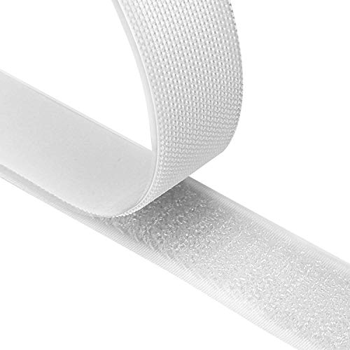 Fesoar Belcro Adhesivo Fuerte 8M Hook y Loop Auto Adhesivo Cinta Rollo Doble Cara, 20 mm de Ancho (Blanco)