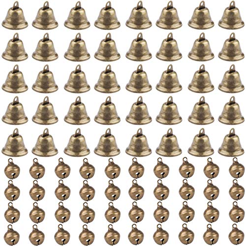 Fiyuer Campanas Bronce Vintage 80 Pcs Campanas pequeñas de Metal para DIY Decoración de Navidad