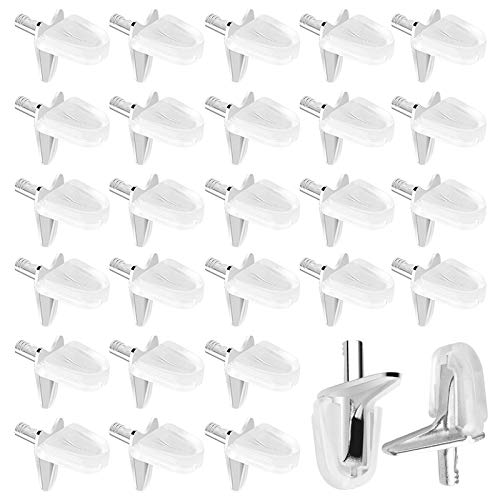 FOGAWA 30pcs Soportes de Estantería Alfileres para Estantes Pernos de Soporte Estanteria Armario 3mm Pin Soporte Balda ara Estantes Armario Gabinete Casillero Guardarropa de Vidrio y Madera