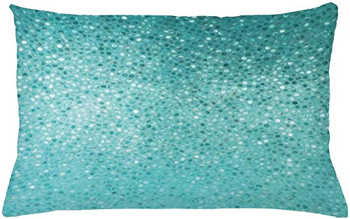 Forma de azulejos de mosaico de punto pequeño turquesa Forma clásica simple Creativo Diseño artístico Decoración decorativa para el hogar Funda de almohada interior cuadrada Solo una 20x30 pulgadas