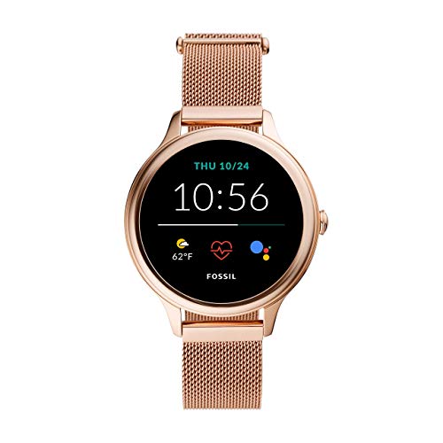 Fossil Connected Smartwatch Gen 5E para Mujer con tecnología Wear OS de Google, frecuencia cardíaca, GPS, NFC y notificaciones smartwatch, Milanesa de Oro Rosa
