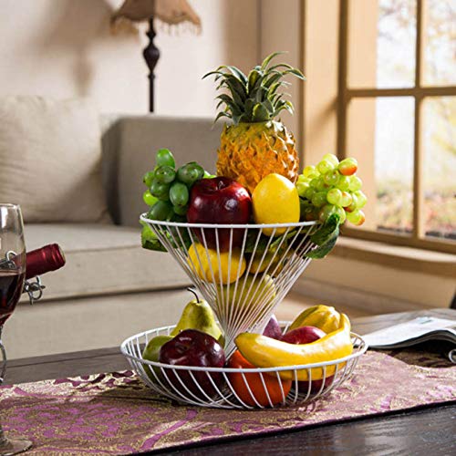 Fruit Bowl Canasta de Frutas de 2 Capas Decorativo en su Cocina tazón de Fuente de Metal de la Fruta,B