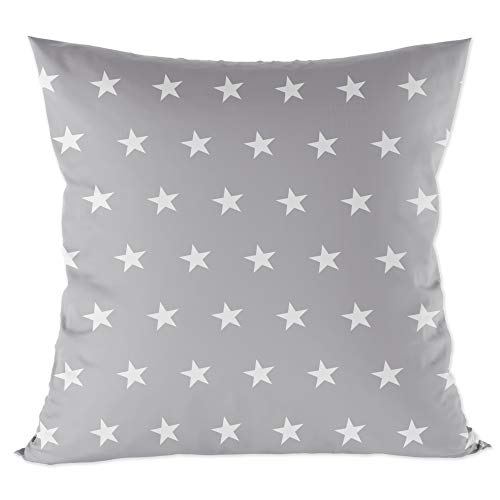 funda cojin 40x40 - funda almohada bebe de algodón fundas de cojines decorativos para niños cojin infantil Gris con estrellas