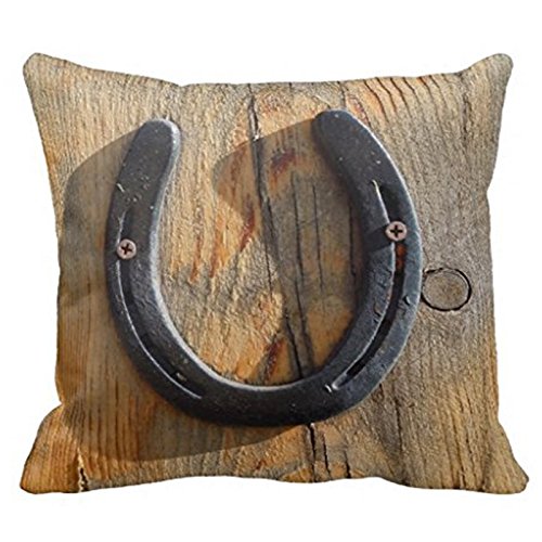 Funda de almohada Decorpillows, diseño de Herradura de caballo Western rústico buena suerte 18 "x...