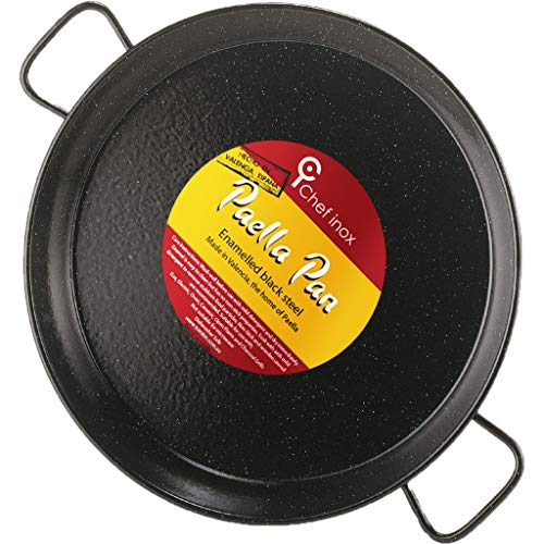 GARCIMA 5020635 Paellera Valenciana Esmaltada 9 Personas/ 40 cm, Acero, Negro