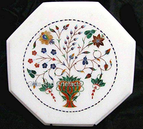 Gifts And Artefacts Indian Heritage Crafts Work Inlaid - Mesa auxiliar con incrustaciones de mesa de café (40,6 cm)