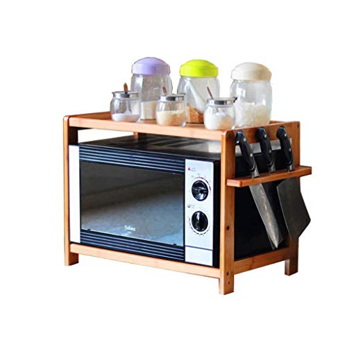 GPWDSN Estante de Cocina y baño, estantes de Cocina, microondas, Horno, estantes de Almacenamiento, torreta de Especias, Madera Maciza, Ajustable, 2 Capas, 70 cm