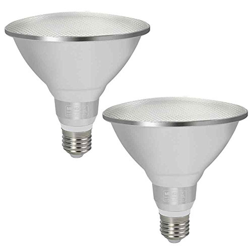 Granvoo Pack de 2 bombillas E27 15 W blanco cálido LED PAR38 con aleación de aluminio + cubierta de cristal AC 85-265 V 30X5630 SMD