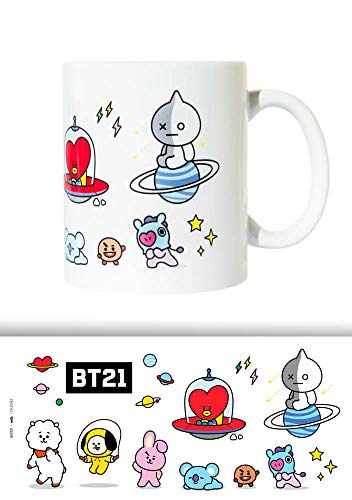 Grupo Erik TAZ042 Taza de Desayuno, Producto Oficial, Cerámica, Personajes BT21