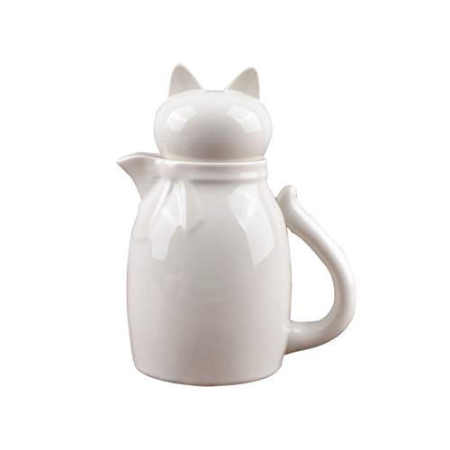 Guoqunshop Zumo Barco Salsa Barco Blanca Creamer, de cerámica Jarra de Negro y, Olla con Tapa, Café Leche Copas Creamer, Pitcher Carne Salsa Barco/Salsera (Color : White)