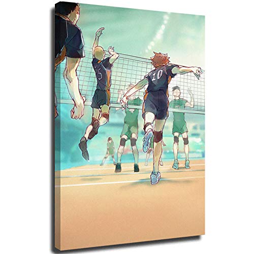 Haikyu Anime Haikyu - Lámina decorativa de madera enmarcada para decoración del hogar (61 x 91,4 cm), diseño de anime Haikyu