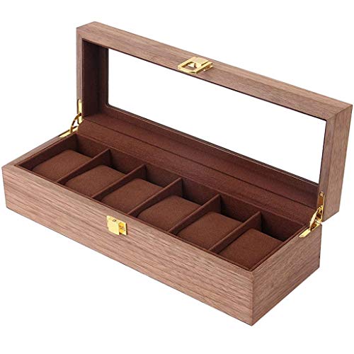 HAILIZI Caja de colección de relojes Regalo 6-Slot reloj de la exhibición de almacenamiento Caja de joyería de almacenamiento de pantalla Metal Box bisagras brazalete almohada caja de la caja de crist