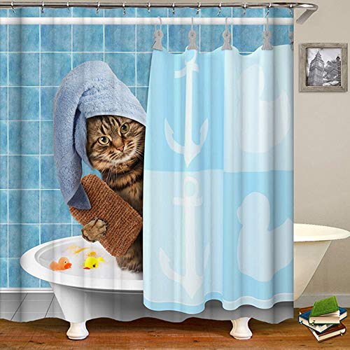 HALOVIE Cortinas de Ducha Cortinas para Baño Bañera 180x180CM con 12 Ganchos 3D Impresión Digital Poliéster Impermeable Antibacteriano Rresistente al Moho Lavables Infantil