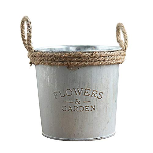 Haodou Cubo de Flores de Metal Antiguo Retro de Pais Decoracion de Escritorio de casa Creativa de Flor artesania de Metal Cubo de Hierro Maceta pequena