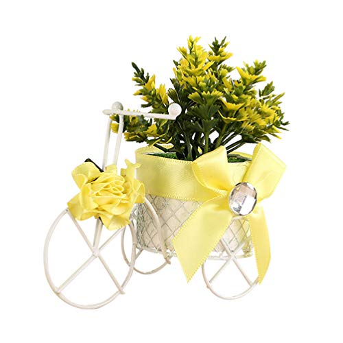 Healifty Triciclo Canasta de Flores Blanco Bicicleta Florero Contenedor de Almacenamiento Flor de Plástico Artesanía Adorno para Boda Fiesta Dormitorio Decoración Mesa Centro de Mesa (Color Aleatorio)