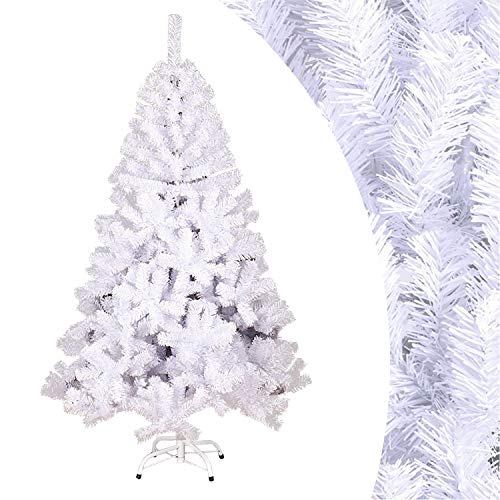 Hengda 180 cm Árbol de Navidad de Ignífugo, Construcción rápida Navidad decoración Material PVC Natural Verde con Soporte en Metal Blanco 1.8 m para Xmas Decoración