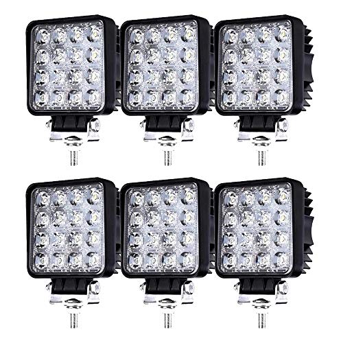 Hengda 6X 48W Faro Trabajo Led, Focos LED Tractor 12V Focos LED para Tractores IP67 Impermeable Luz de Niebla Coche, Tractor, SUV, UTV, ATV, Off-road, Camión, Moto, Barco