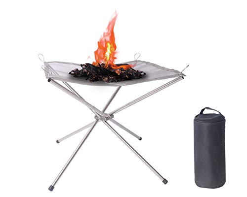 HIKEMAN Hoguera portátil para Exteriores - Chimenea Plegable para Camping,Red de carbón Enrollable de Acero Inoxidable,Hoguera para pícnic para Exteriores,Camping,Patio,Patio,jardín (M)