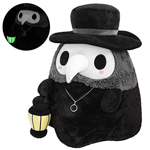 Hinder Juguete de peluche con diseño de Doctor de la plaga, muñeca de felpa de cristal luminosa para Halloween, fiesta de graduación (color negro)