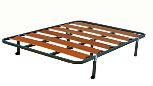 HOGAR24.es-Somier Somieres Lama Ancha con Taco Anti-Ruido + 6 Patas cuadradas con Ruedas Alto 26 cm, Tubo 30 x 30; Medida 135x190