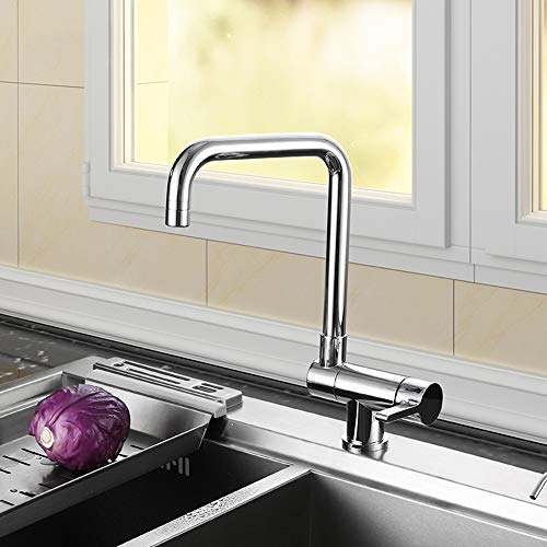 HomeLava Grifo de Cocina Grifo Abatible Grifo Plegable Cromado Monomando Agua Fría y Caliente Grifo de Fregadero para Ventana Abierta hacia Adentro (Con función de interruptor de agua)