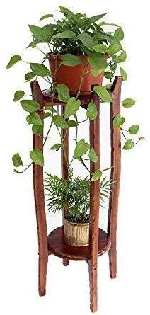 HQQSC Planta jarrones de Madera sólida de la Sala Soporte de múltiples Capas de la Cubierta del Marco Bonsai Doble Madera Color Living Dormitorio Oficina Simple de la Flor Jarrón (Color : Small)