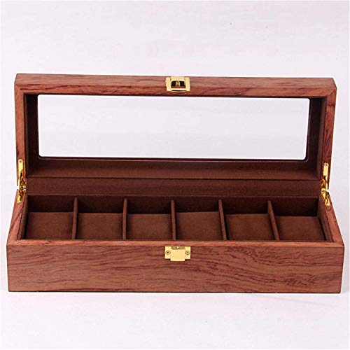 HUIO Caja De Almacenamiento De JoyasCaja De Reloj De Madera Maciza Organizador De Exhibición Caja De Almacenamiento De Joyasen La Mesa del Escritorio (Size:Medium; Color:A)