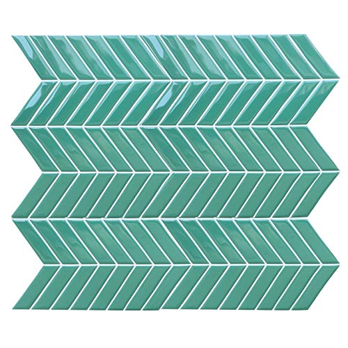 HyFanStr Adhesivo decorativo para azulejos de pared para cocina, autoadhesivo, impermeable, 3D, color verde, para baño, metro y salpicaduras, paquete de 4 unidades