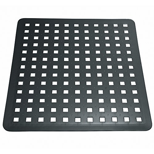 iDesign Escurridor de platos y vasos, rejilla de plástico PVC de tamaño mediano, alfombrilla escurreplatos para proteger el fregadero de la cocina, negro